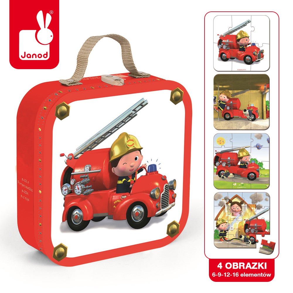 Janod, puzzle 4w1 Wóz strażacki Jacka