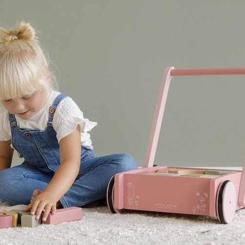 Little Dutch, Wózek z klockami Róż Flowers Little Dutch, Wózek z klockami Róż Flowers