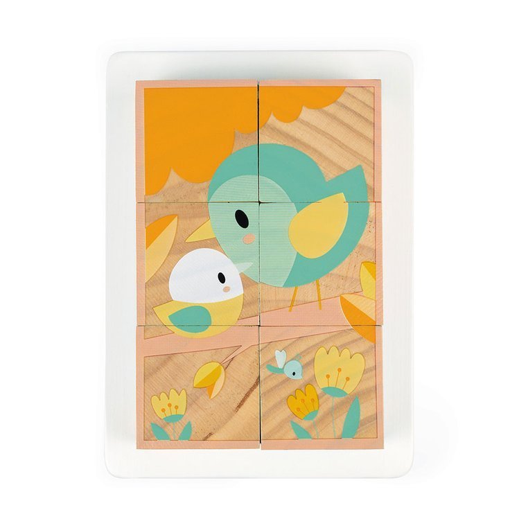 Janod, Klocki drewniane 6 elementów puzzle Pure 6 elementów Janod, Klocki drewniane 6 elementów puzzle Pure 6 elementów