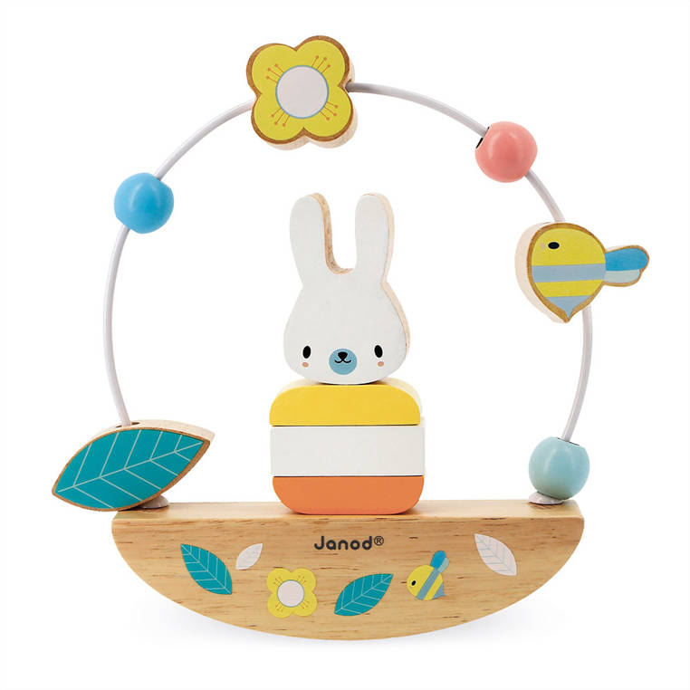 Janod, Drewniana równoważnia z pętlą edukacyjną Zajączek Pure 12 m+ Janod, Drewniana równoważnia z pętlą edukacyjną Zajączek Pure 12 m+