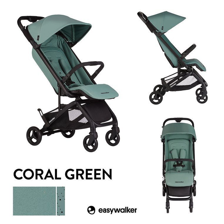 Easywalker, Miley Kompaktowy wózek spacerowy ze zintegrowaną torbą transportową Coral Green Easywalker, Miley Kompaktowy wózek spacerowy ze zintegrowaną torbą transportową Coral Green