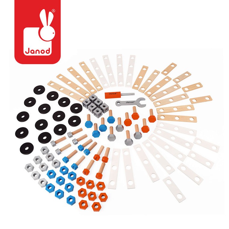 Janod, Zestaw konstruktora 100 elementów Brico ‘Kids kolekcja 2018