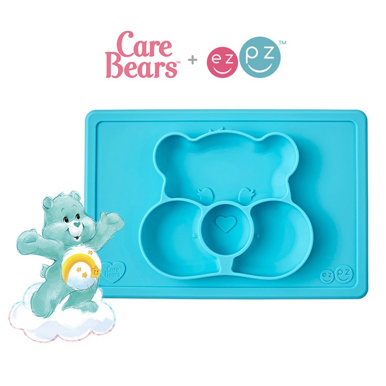 EZPZ, Silikonowy talerzyk z podkładką 2w1 Care Bears™ Mat Misia Życzliwe Serce Wish Bear turkusowy EZPZ, Silikonowy talerzyk z podkładką 2w1 Care Bears™ Mat Misia Życzliwe Serce Wish Bear turkusowy
