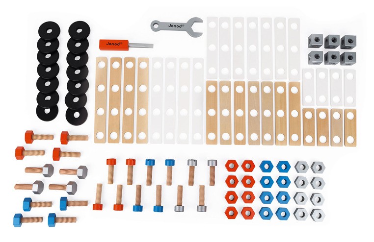 Janod, Zestaw konstruktora 100 elementów Brico ‘Kids kolekcja 2018