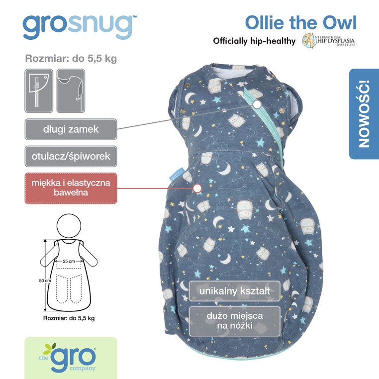 Gro Company, Otulacz - śpiworek Grosnug Ollie the Owl Cosy Gro Company, Otulacz - śpiworek Grosnug Ollie the Owl Cosy
