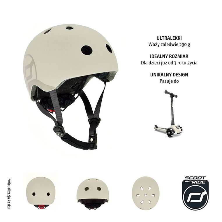 Scootandride, Kask S-M dla dzieci 3+ Ash Scootandride, Kask S-M dla dzieci 3+ Ash