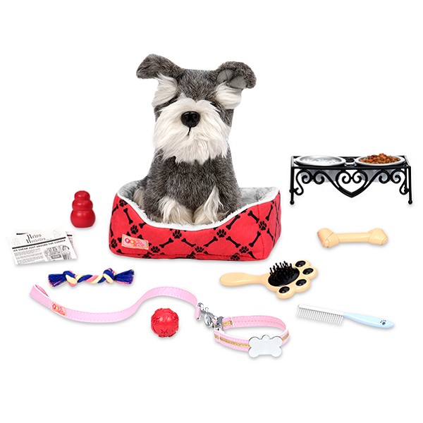 Our Generation, Zestaw Lalka dba o swojego pieska – legowisko dla psa, miski z karmą i wodą, akcesoria do pielęgnacji pupila