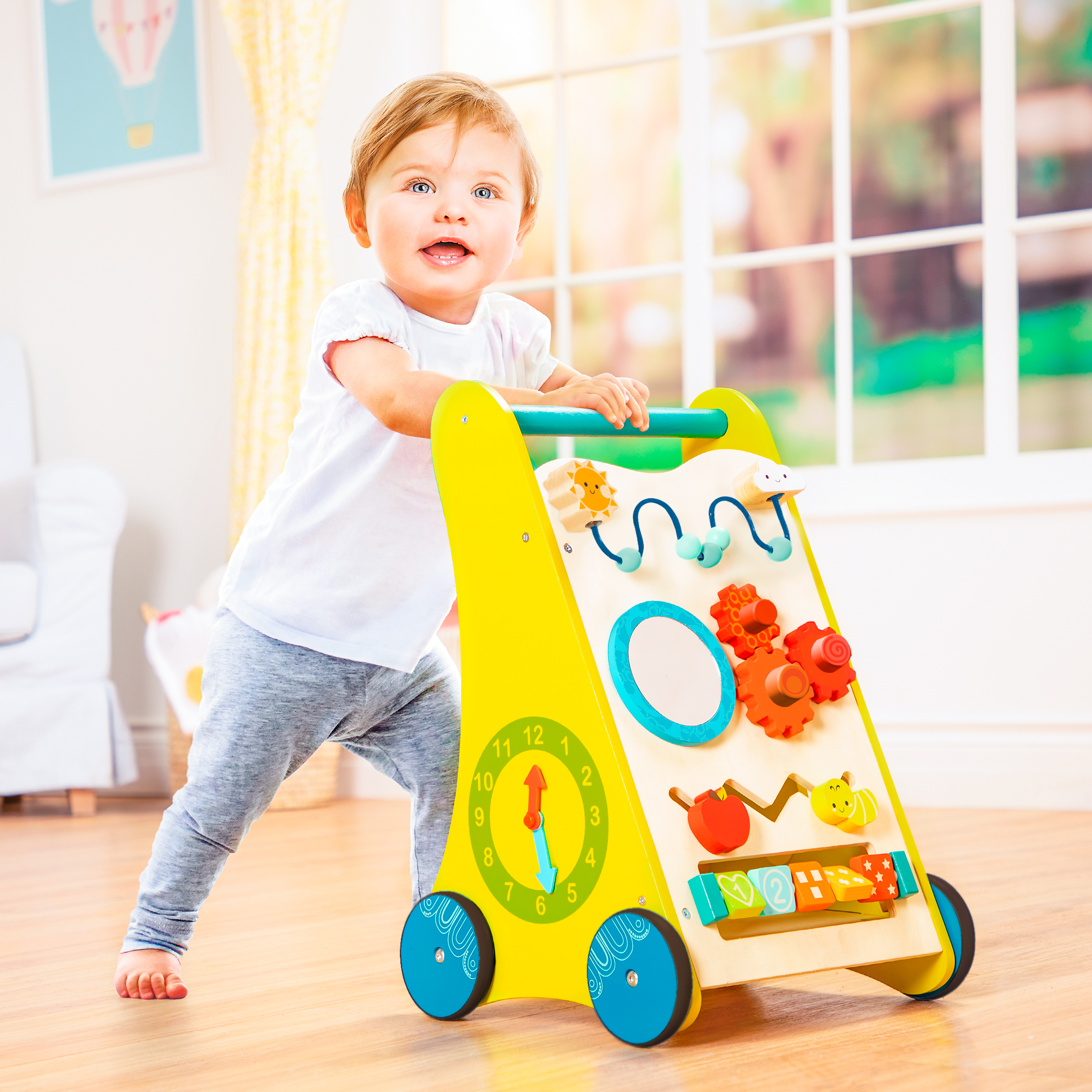 Btoys, Walk ‘n’ Learn – drewniany chodzik-pchacz edukacyjny Btoys, Walk ‘n’ Learn – drewniany chodzik-pchacz edukacyjny