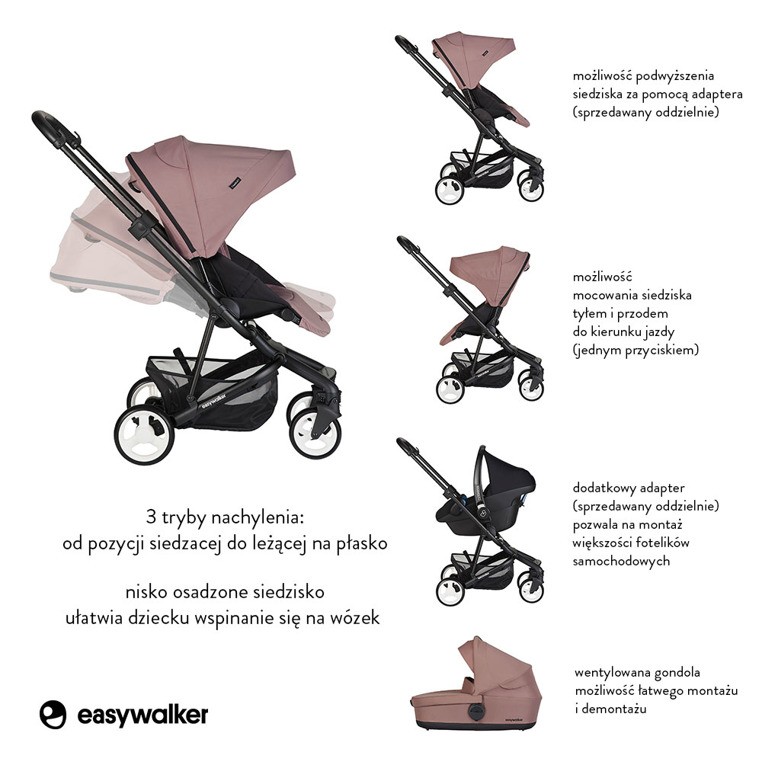 Easywalker, Charley Wózek głęboko-spacerowy Desert Pink (zawiera stelaż i siedzisko z budką) Easywalker, Charley Wózek głęboko-spacerowy Desert Pink (zawiera stelaż i siedzisko z budką)