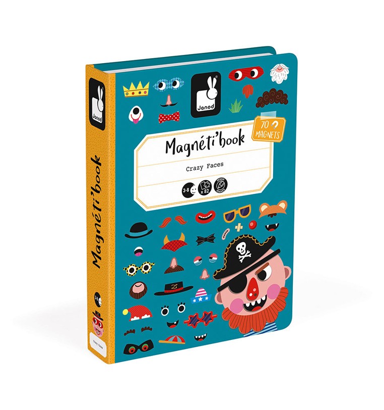 Janod, Magnetyczna układanka Śmieszne buzie Chłopiec Magnetibook Janod, Magnetyczna układanka Śmieszne buzie Chłopiec Magnetibook
