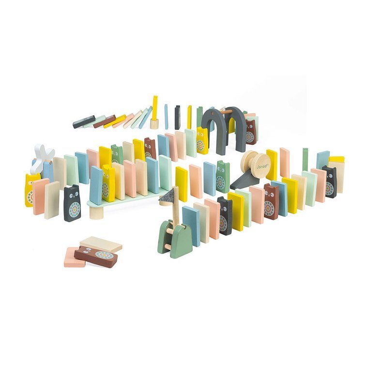 Janod, Drewniane domino Sweet Cocoon 100 elementów Janod, Drewniane domino Sweet Cocoon 100 elementów