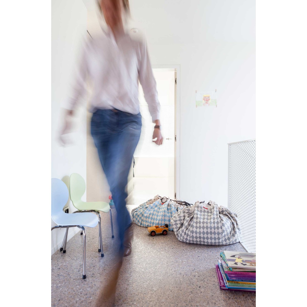 Worek na zabawki i klocki Niebieskie Romby