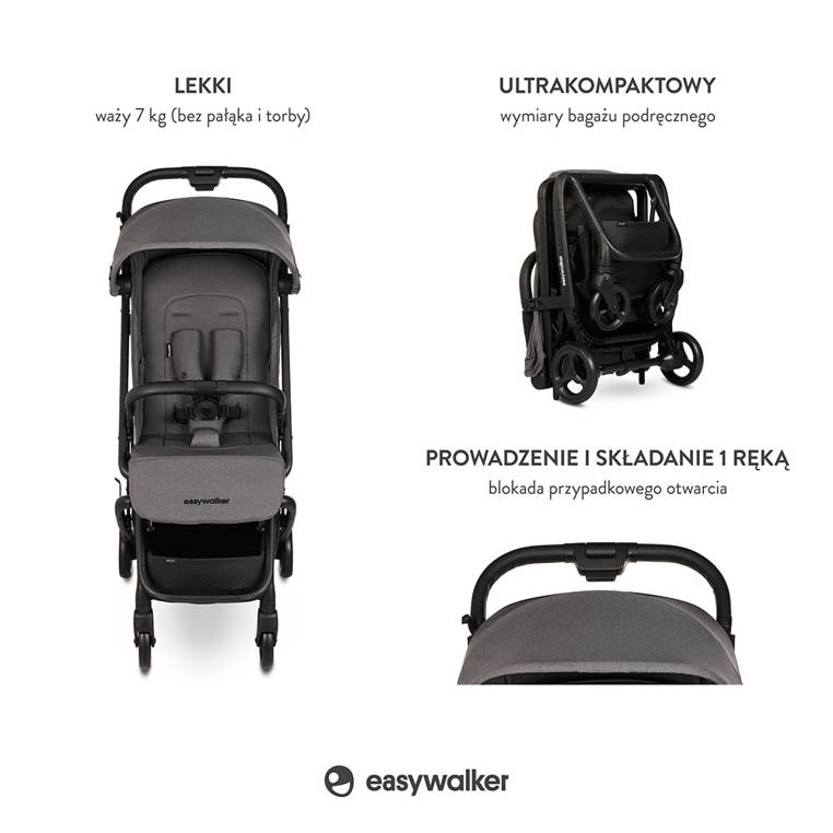 Easywalker, Miley² Kompaktowy wózek spacerowy z torbą transportową Marble Grey Easywalker, Miley² Kompaktowy wózek spacerowy z torbą transportową Marble Grey
