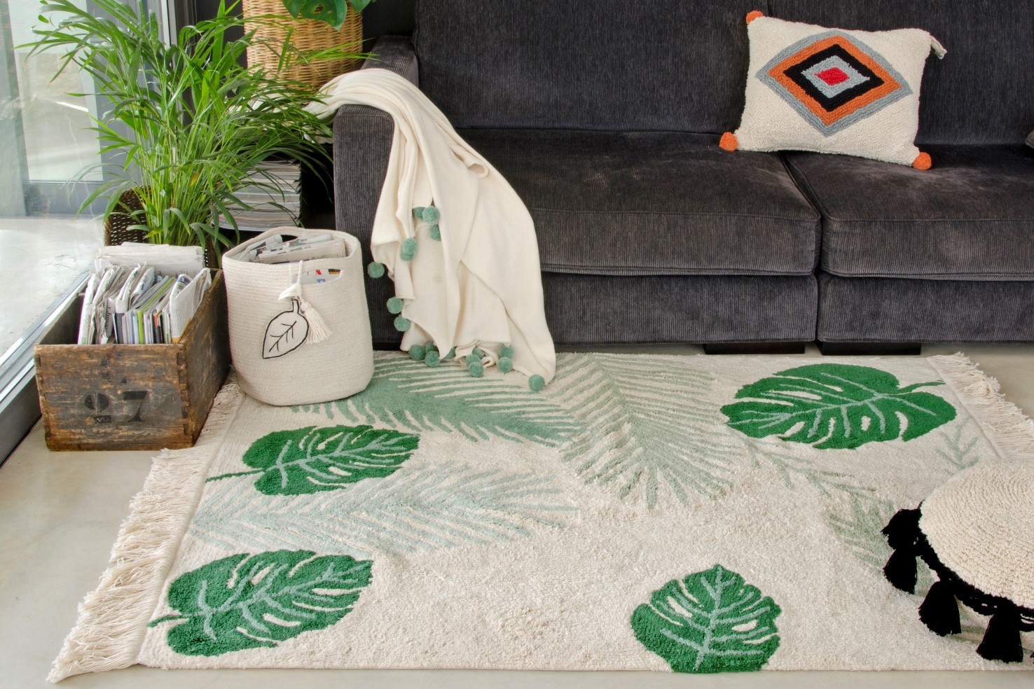 Lorena Canals, Dywan do prania w pralce Tropical Green Lorena Canals, Dywan do prania w pralce Tropical Green