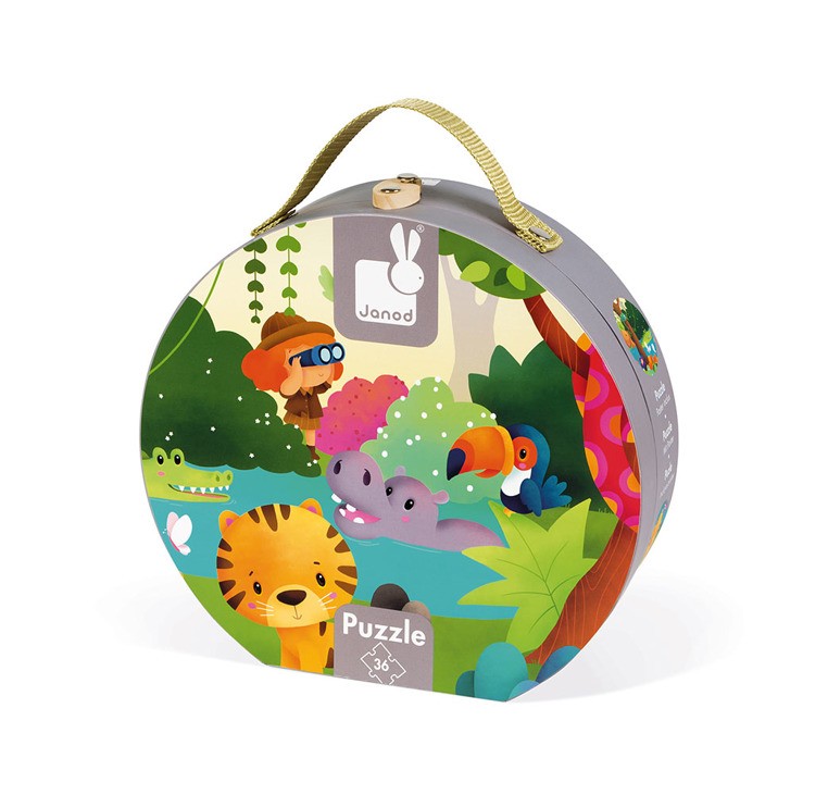 Janod, Puzzle panoramiczne w walizce Dżungla 36 elementów