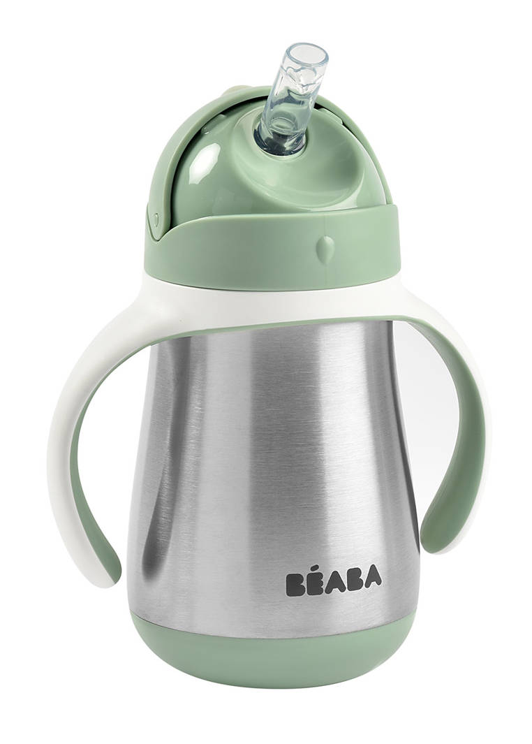 Beaba, Bidon termiczny termobutelka ze słomką 250 ml Sage green Beaba, Bidon termiczny termobutelka ze słomką 250 ml Sage green