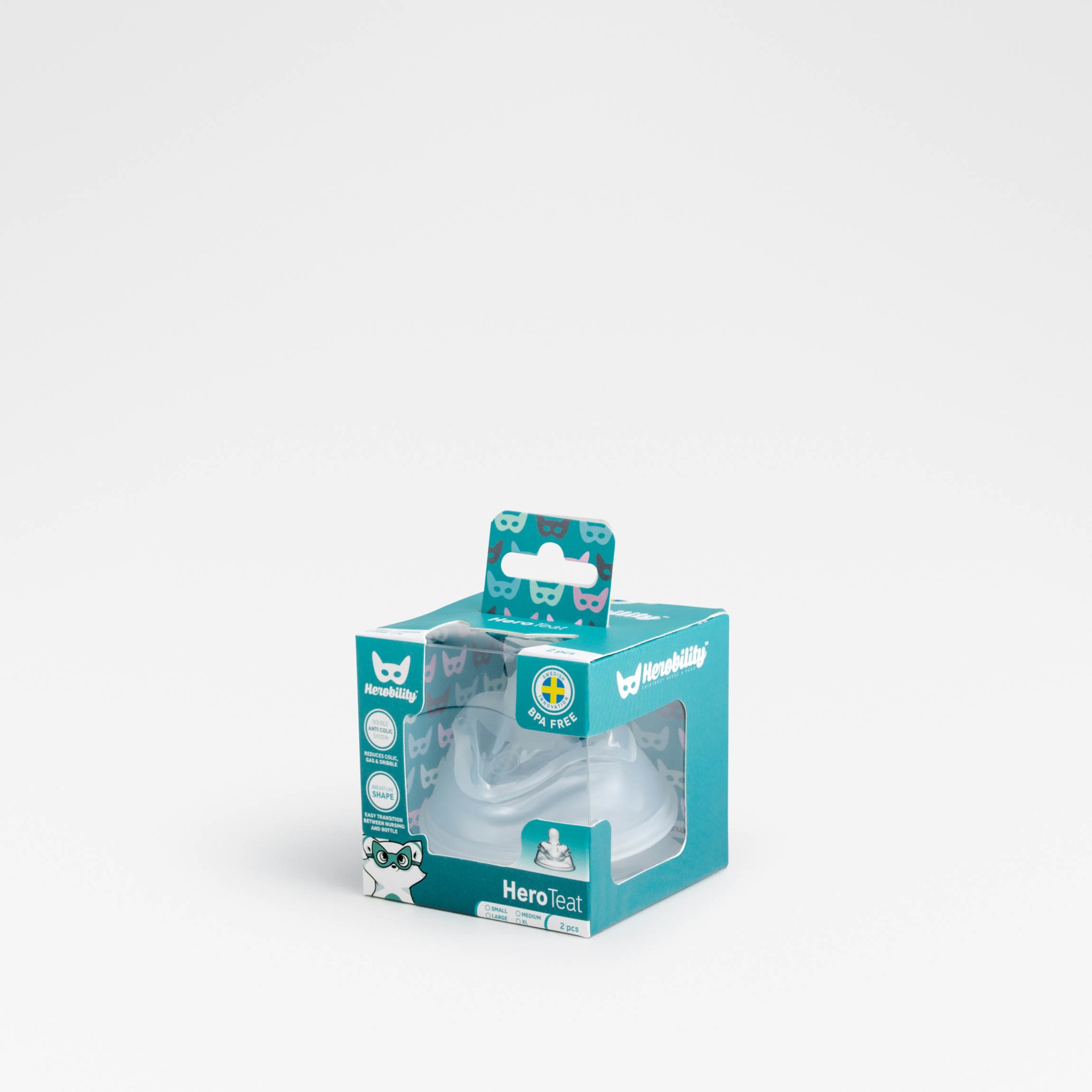 Herobility, smoczek antykolkowy HeroTeat, XL (6 m+), 2 szt.