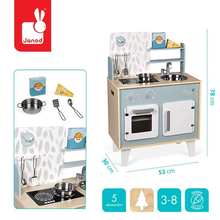 Janod, Kuchnia drewniana duża z akcesoriami Plume