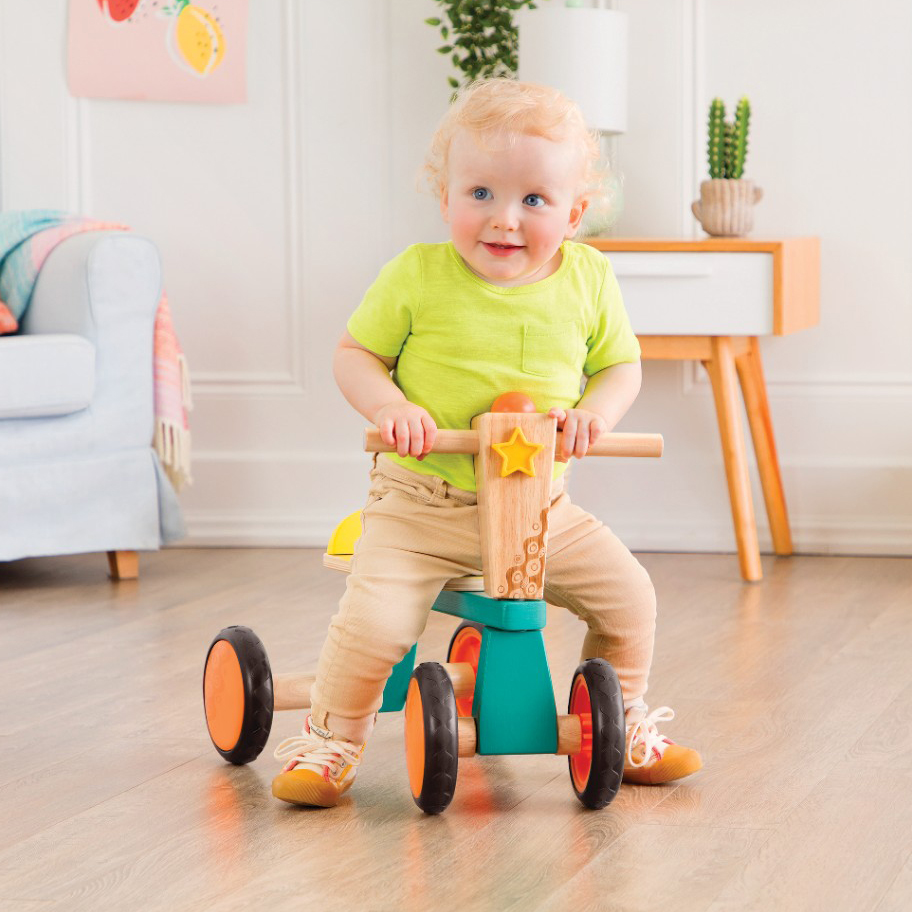 Btoys, Drewniany 4-kołowy rowerek biegowy - wersja do samodzielnego montażu