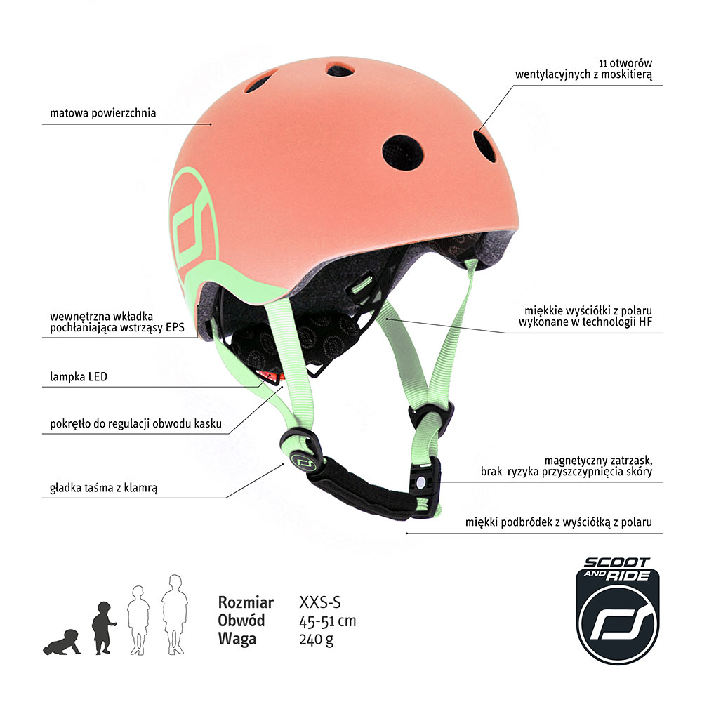 Scootandride, Kask XXS-S dla dzieci 1-5 lat Peach