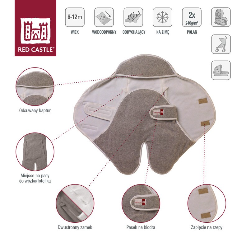 Red Castle, otulacz rożek Babynomade 6-12m Double Fleece Heather beige/ Ecru Red Castle, otulacz rożek Babynomade 6-12m Double Fleece Heather beige/ Ecru