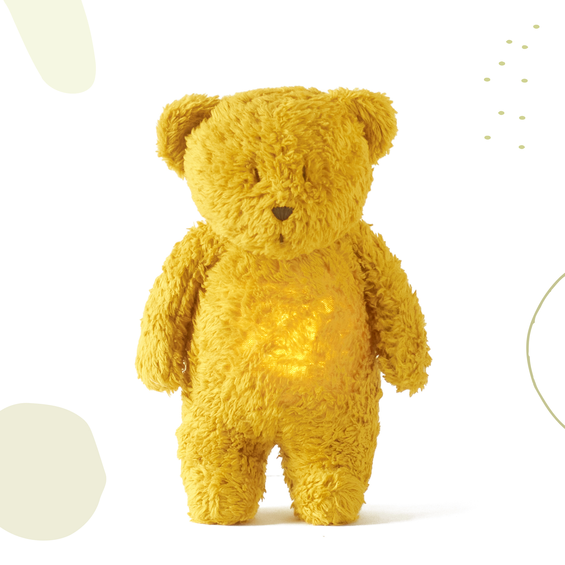 Moonie, Szumiący miś organic z lampką - Mustard