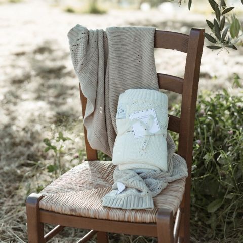 Memi, Kocyk z bawełny organicznej 80x100 - ecru