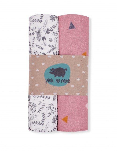 Muślinowo  bambusowa pieluszka Botanic Pink Muślinowo  bambusowa pieluszka Botanic Pink