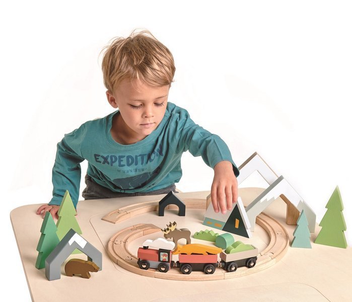Tender Leaf Toys, Drewniane akcesoria do kolejki - Górski przejazd