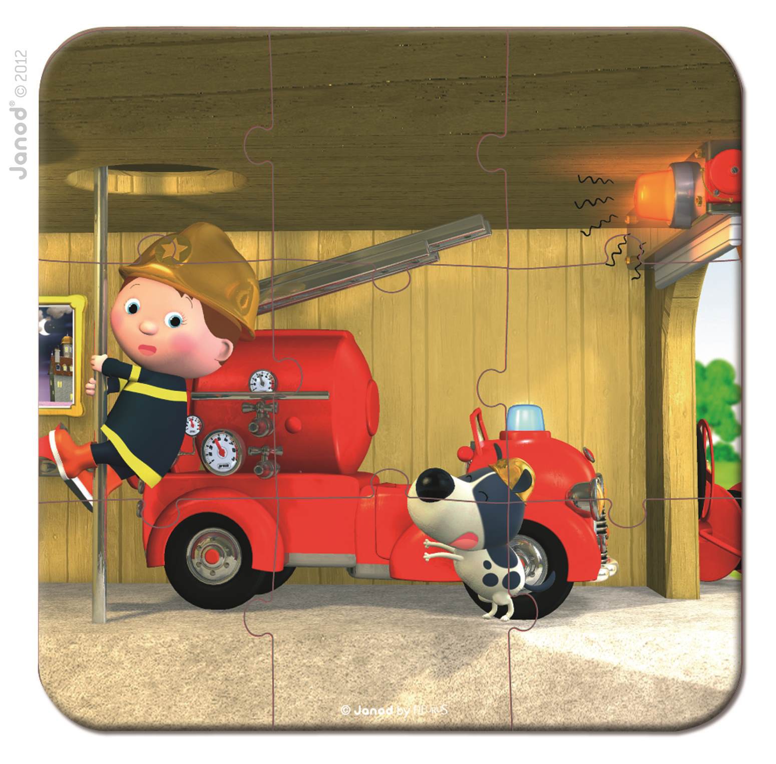Janod, puzzle 4w1 Wóz strażacki Jacka