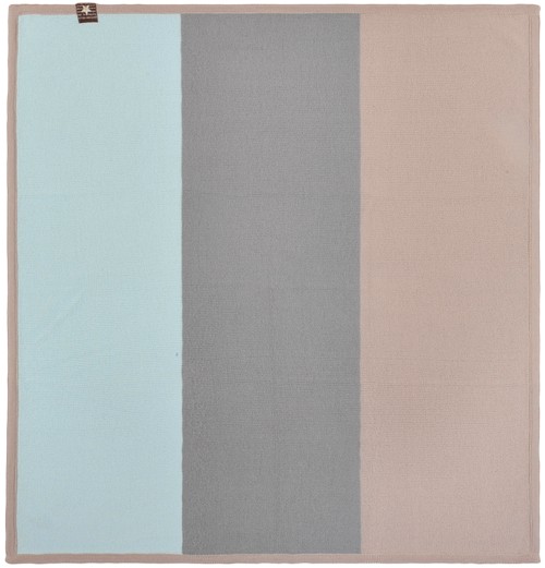 Dzianinowy  kocyk pasy mięta szary beż Dzianinowy  kocyk pasy mięta szary beż