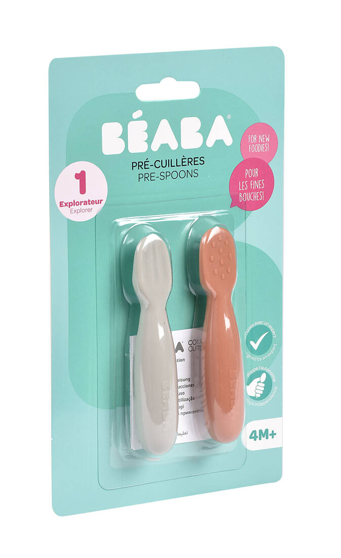 Beaba, Zestaw 2 silikonowych pierwszych łyżeczek-gryzaków