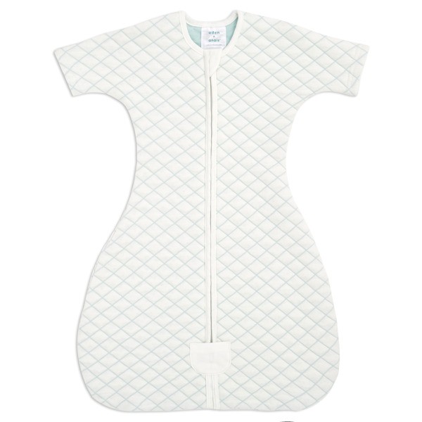 Aden & Anais, bawełniany śpiworek z rękawkami snug fit kremowo – miętowy TOG 1.5, 6-9m