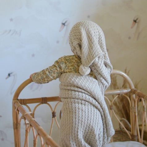 My Memi, Kocyk bambusowy z kapturkiem 90x90 bottle green