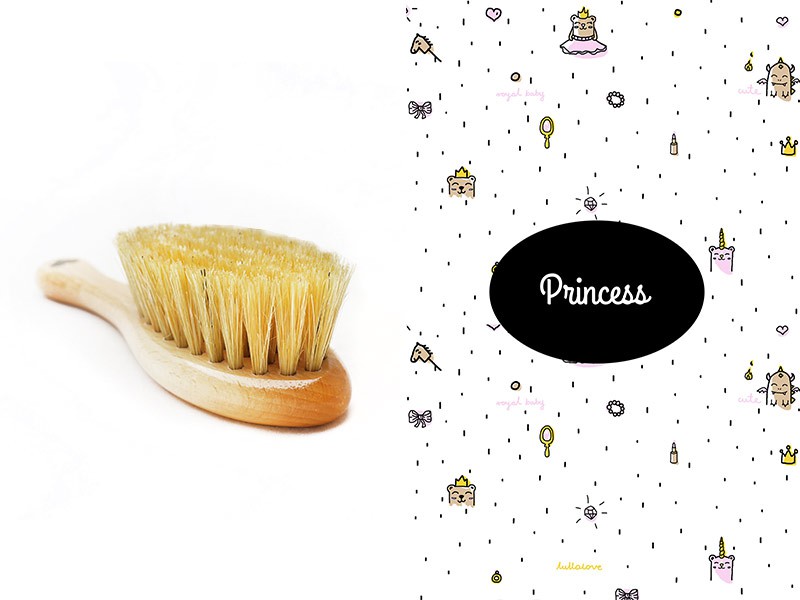 LULLALOVE, ZESTAW SZCZOTKA DO WŁOSÓW I PIELUSZKA Księżniczka