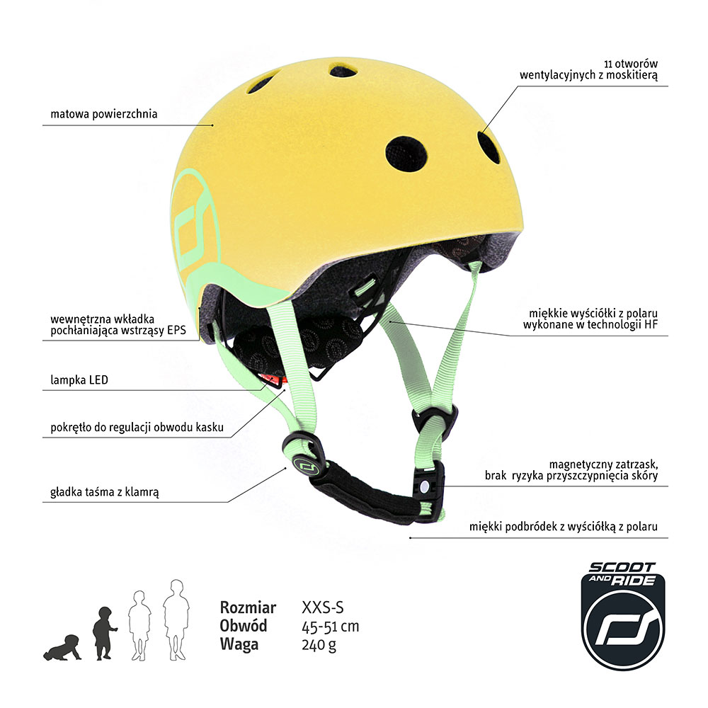 Scootandride, Kask XXS-S dla dzieci 1-5 lat Lemon Scootandride, Kask XXS-S dla dzieci 1-5 lat Lemon