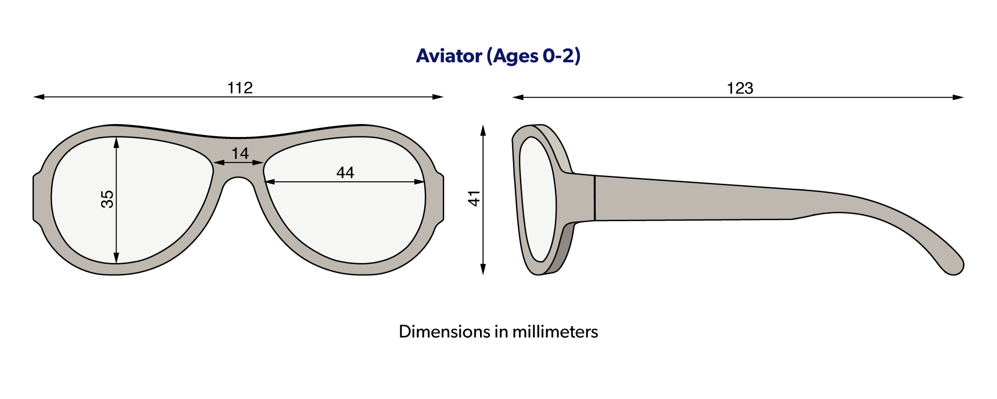 Babiators, Original Two Tone Aviator: Nautical Navy Ages 0-2 Babiators, Original Two Tone Aviator: Nautical Navy Ages 0-2