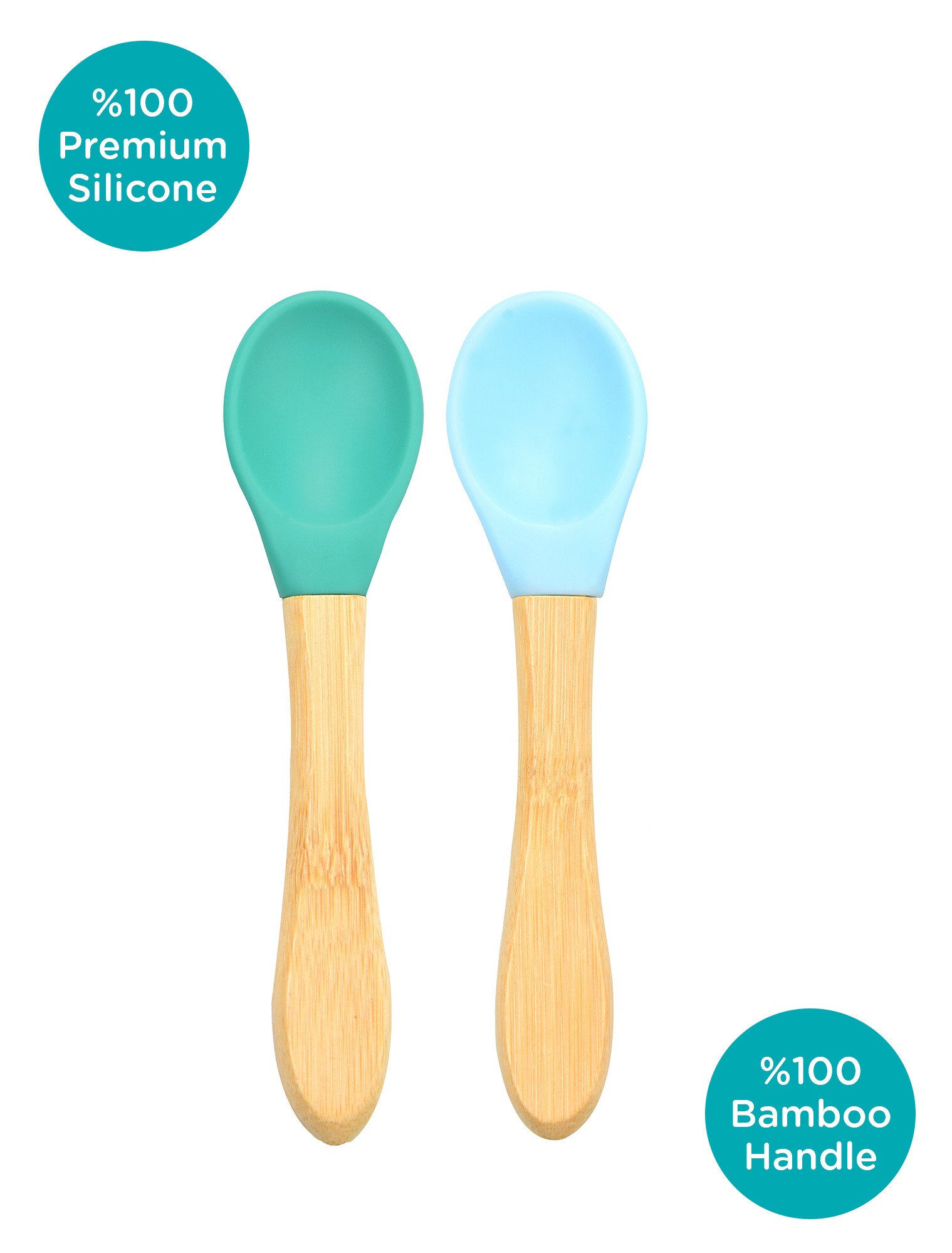 Minikoioi, Łyżeczki do nauki samodzielnego jedzenia zielona niebieska