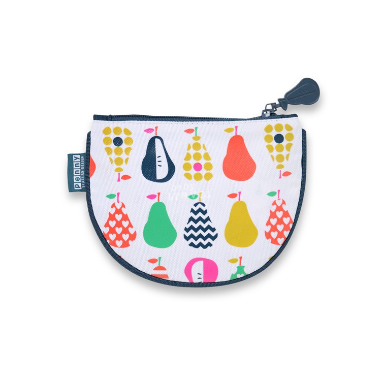 Portmonetka dla dziewczynki biało-granatowa w gruszki