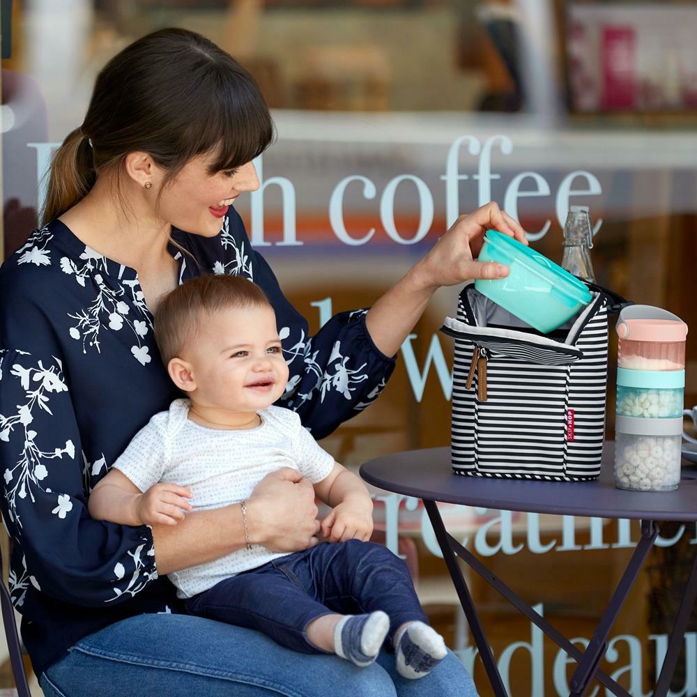 Skip Hop, Zestaw pojemnik+łyżka Easy-Serve Grey/Soft Teal