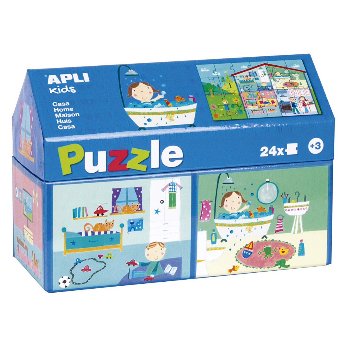 Apli Kids, Puzzle w kartonowym domku - W domu 3+