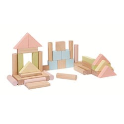 Plan Toys, Pastelowe klocki drewniane 40 szt. Plan Toys, Pastelowe klocki drewniane 40 szt.