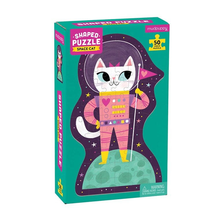Mudpuppy, Puzzle w kształcie postaci Kotka w kosmosie 50 elementów 4+ Mudpuppy, Puzzle w kształcie postaci Kotka w kosmosie 50 elementów 4+