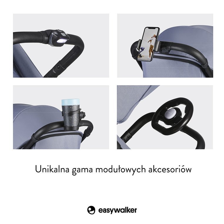 Easywalker, Jackey Kompaktowy, samoskładający się wózek spacerowy z torbą transportową Steel Grey Easywalker, Jackey Kompaktowy, samoskładający się wózek spacerowy z torbą transportową Steel Grey