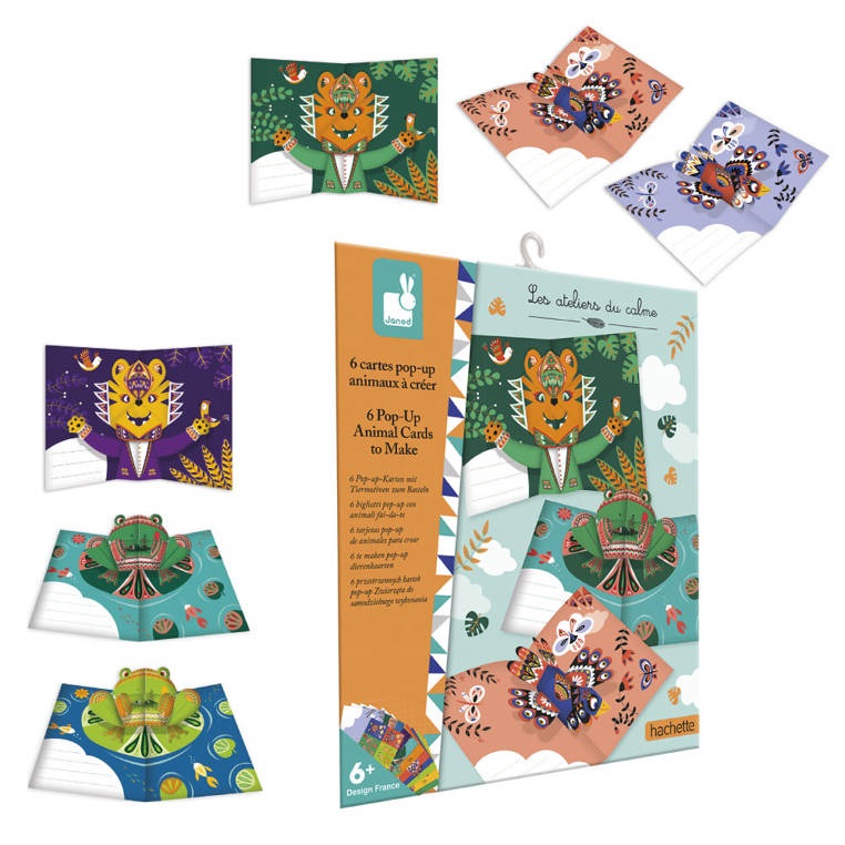 Janod, Zestaw kreatywny Przestrzenne kartki pop-up 3D Zwierzęta 6+ Janod, Zestaw kreatywny Przestrzenne kartki pop-up 3D Zwierzęta 6+