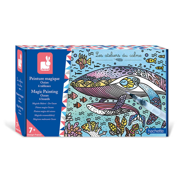 Janod, Zestaw kreatywny Magiczne kolorowanki wodne Ocean 7+ Janod, Zestaw kreatywny Magiczne kolorowanki wodne Ocean 7+