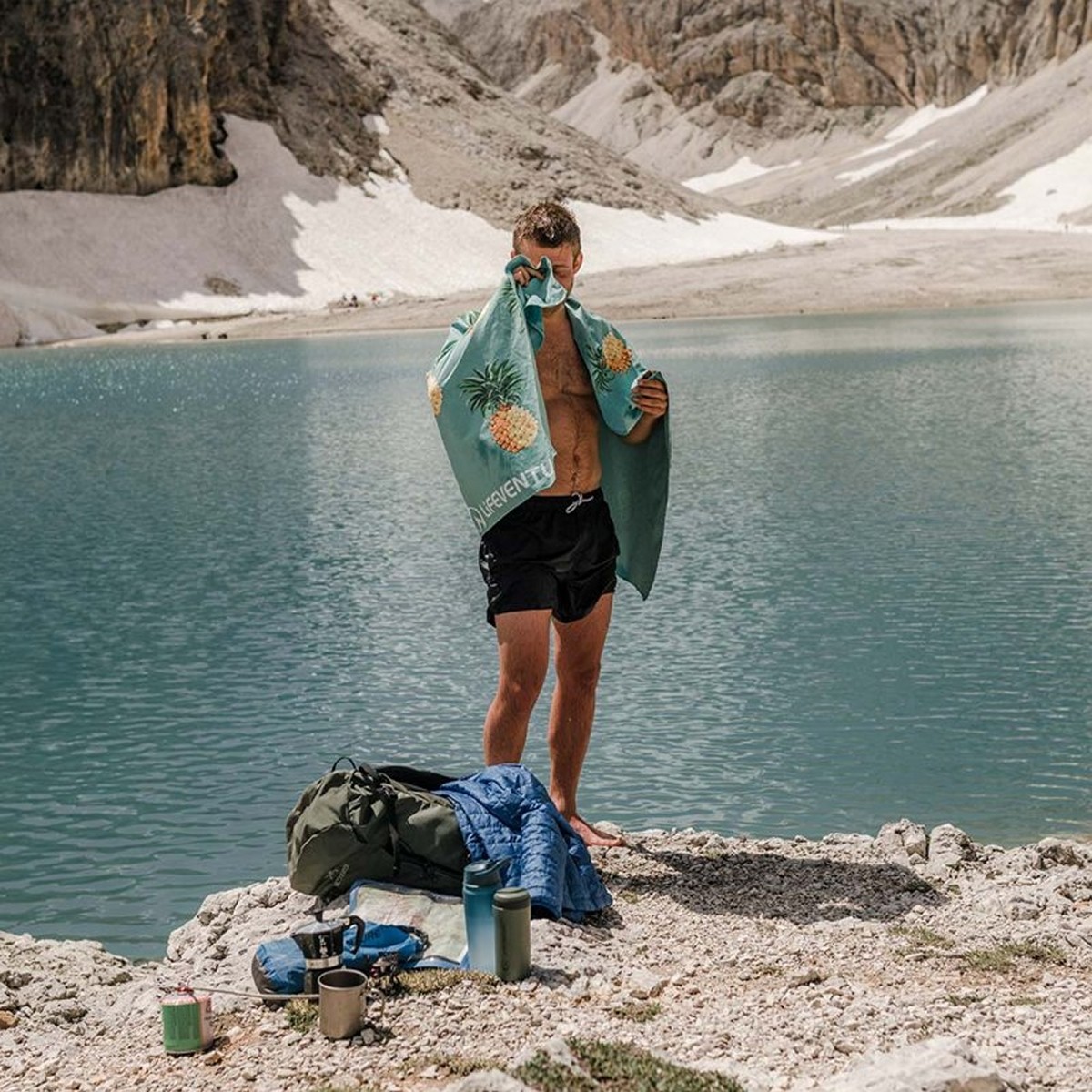 LittleLife, Ręcznik szybkoschnący Soft Fibre Lifeventure - Striped Planks 150x90 cm