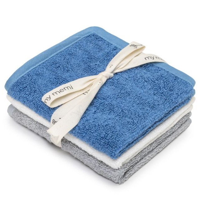 My Memi, 3-pak ręczniczków bambusowych do twarzy / odbijania / mycia navy blue