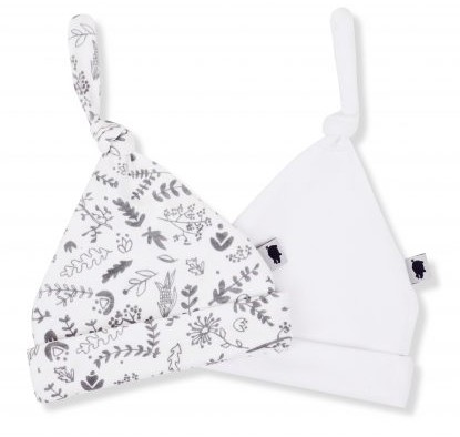 Czapka 0-3 miesiące BOTANIC/BIAŁA dwupak