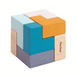 Plan Toys, Mini Puzzle w Metalowym pudełku - Sześcian
